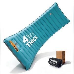 ZOOOBELIVES Inflatable Camping Sleeping Pad, 4-Inch Thick Fantasy Blue color New